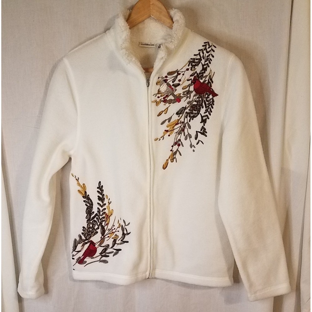 Croft & Barrow Shirt Jacket Womens PS White Floral Cardinal‎ Long Sleeve Top
